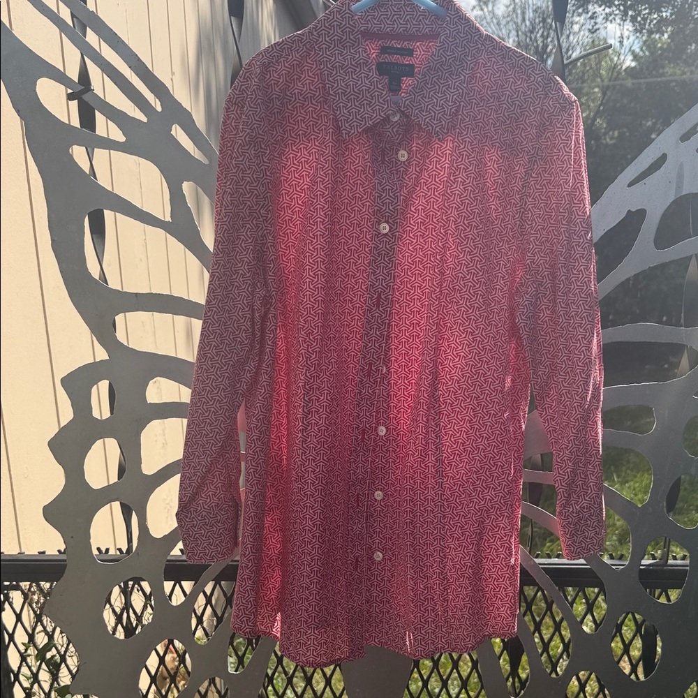 Talbots Red Geometric Print Blouse